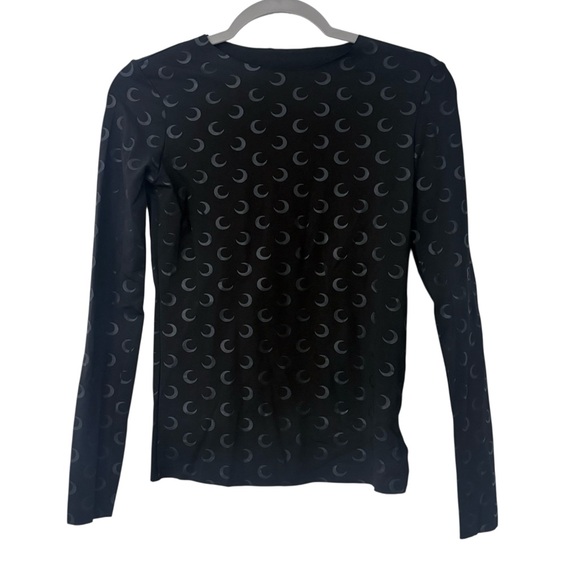 MARINE SERRE All Over Moon Black Second Skin Long Sleeve T-Shirt - Picture 5 of 8